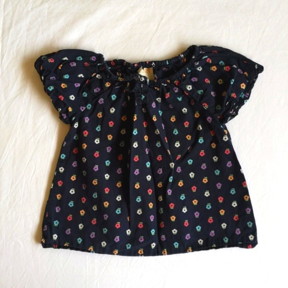 joe fresh navy blue floral cotton peasant blouse 3T toddler girls - Picture 1 of 6